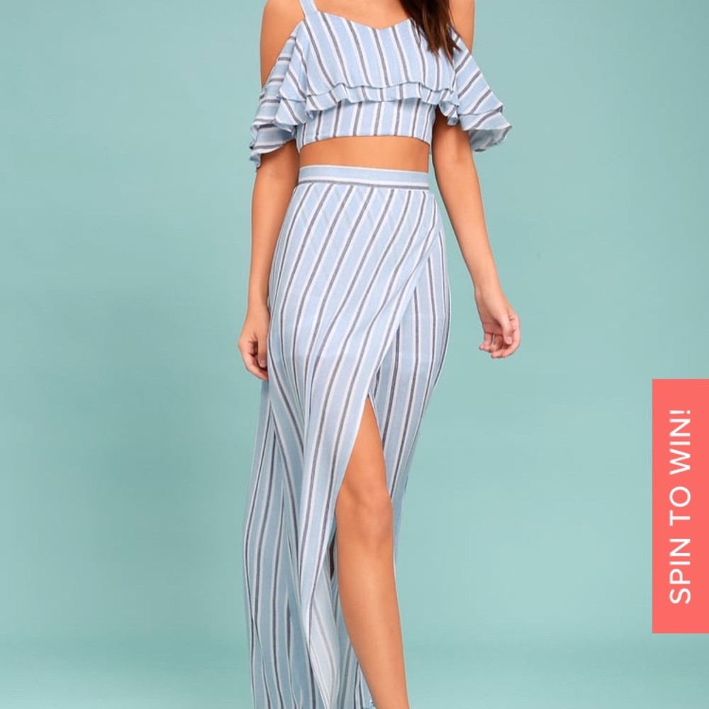 Lost + Wander Quigley Blue Striped Maxi Set